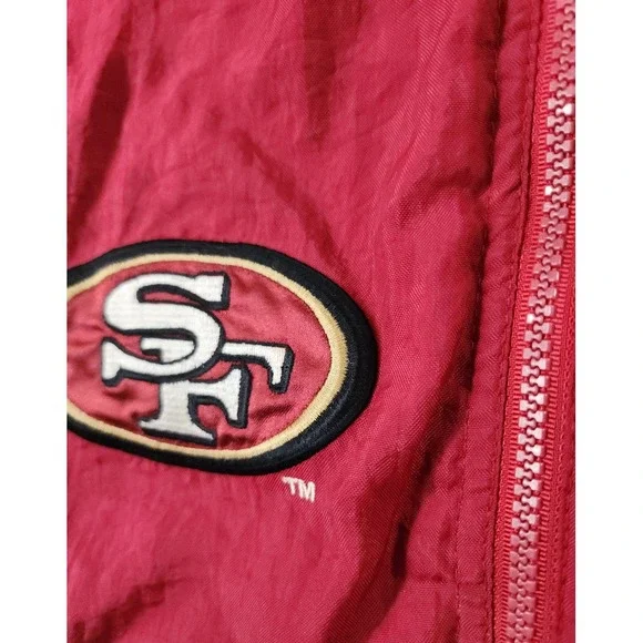 Vintage San Francisco 49ers Pro Line Starter Jacket Hooded NFL L Red Nylon Lined